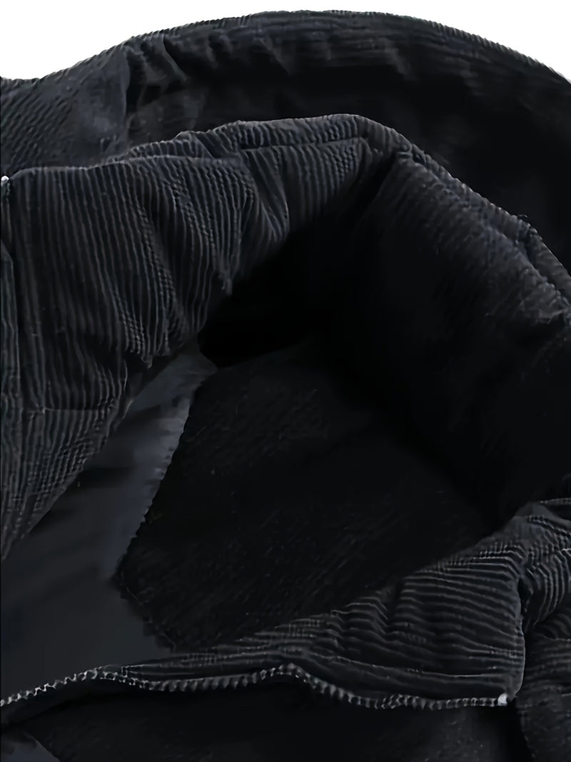 Men'S Thickened Winter Jacket with Corduroy Patchwork And Hood.