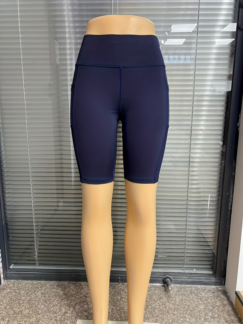 Women'S High-Waisted Mesh Cycling Shorts with Pockets for Outdoor Sports.