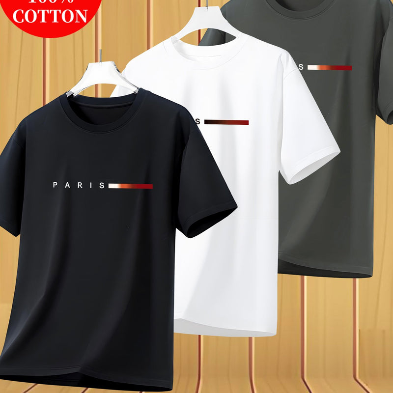 3pcs Cotton T-Shirts, New Summer Style Men's Trendy Tees.