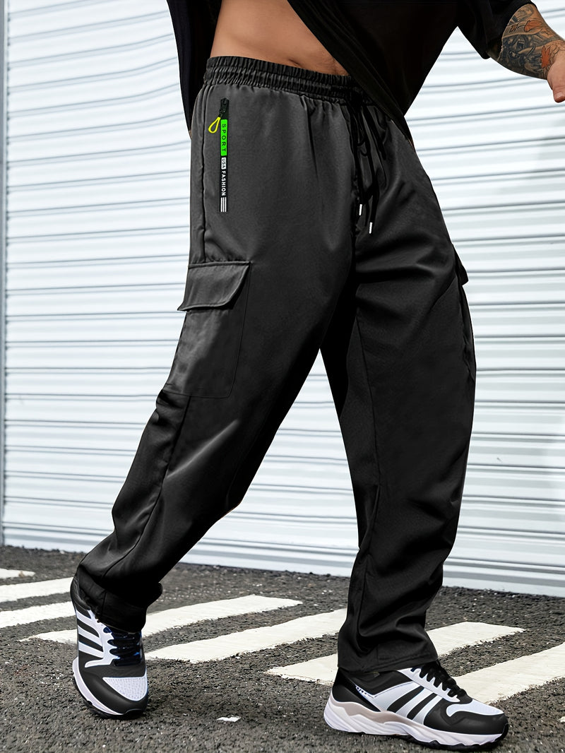 Men's Outdoor Casual Cargo Pants - Made from Polyester Fabric.
