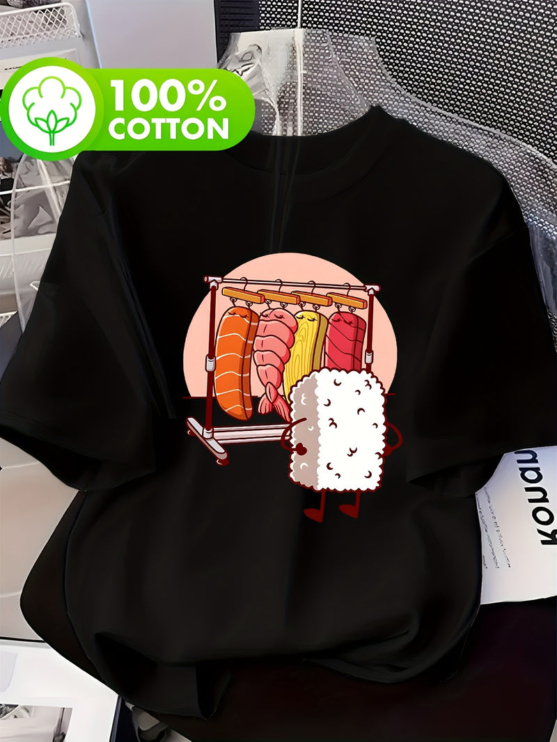 Women's Sushi Graphic Print T-Shirt.