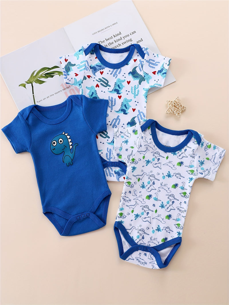3pcs European and American Style Baby Short-Sleeve Bodysuit Romper Set.