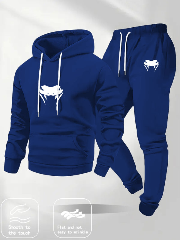 Men’s Comfortable Versatile Sweatshirt and Pants Two-Piece Set.