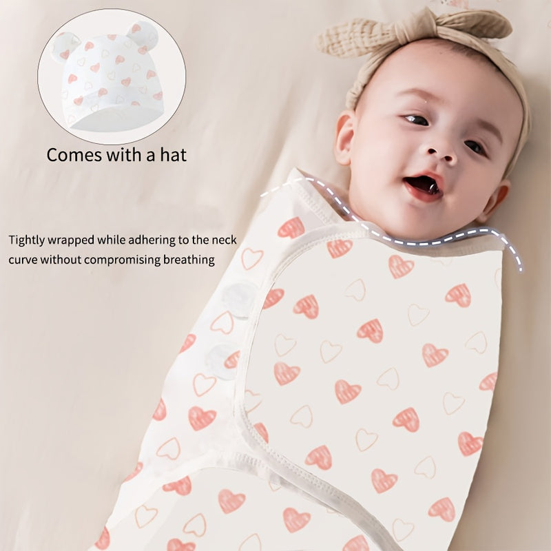 Baptism Gift Robe Printed Swaddle Blanket + Hat Set.