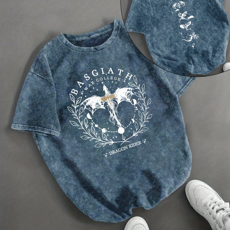 Women’s T-shirt Black with White Dragon & Wings Graphic.