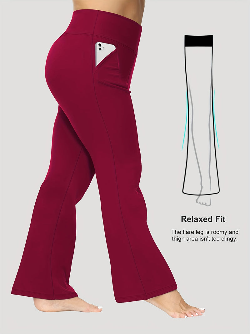 Women’s 2-Pack - Plus Size High-Waisted Flare Pants with Slant Pockets.
