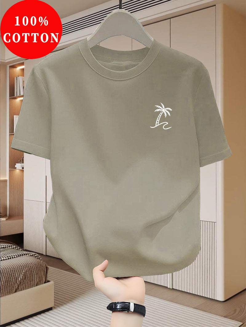 Men's Cotton T-Shirt, Summer Crew Neck Tee.