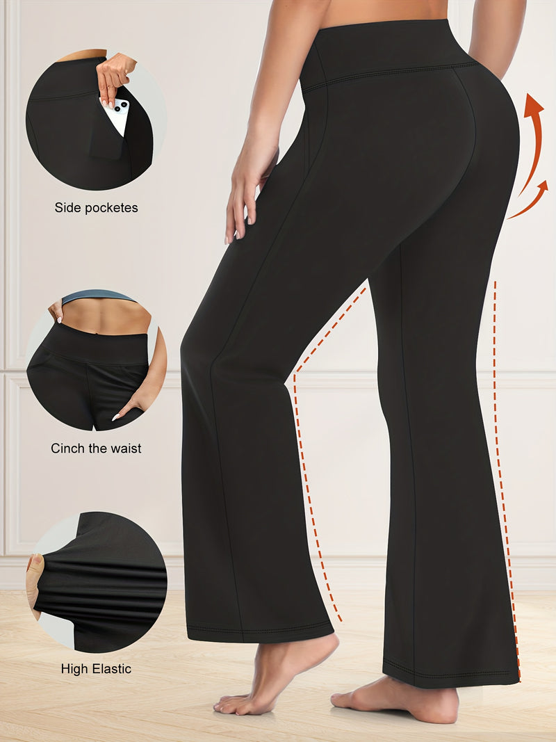 Women’s 2-Pack - Plus Size High-Waisted Flare Pants with Slant Pockets.