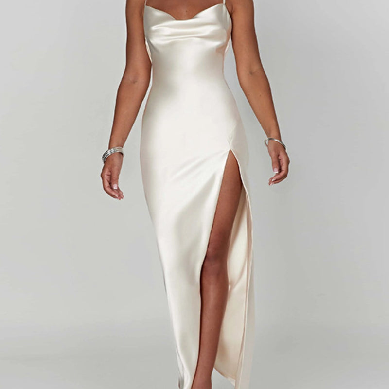 New Fashion Sexy Backless Slit Slim Suspender Dress Women's Wear.