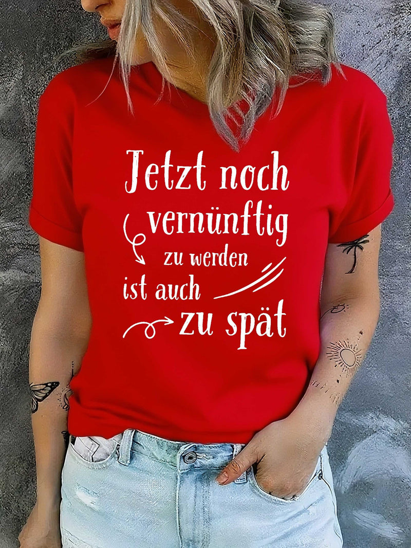 Women’s Fun German Humorous Slang Fashion T-shirt Short Sleeves.