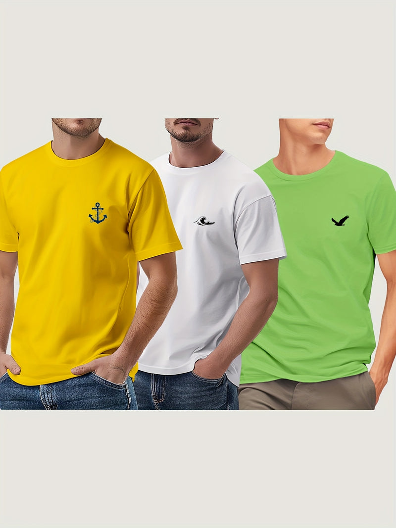 3pcs Men's Short Sleeve T-Shirts.