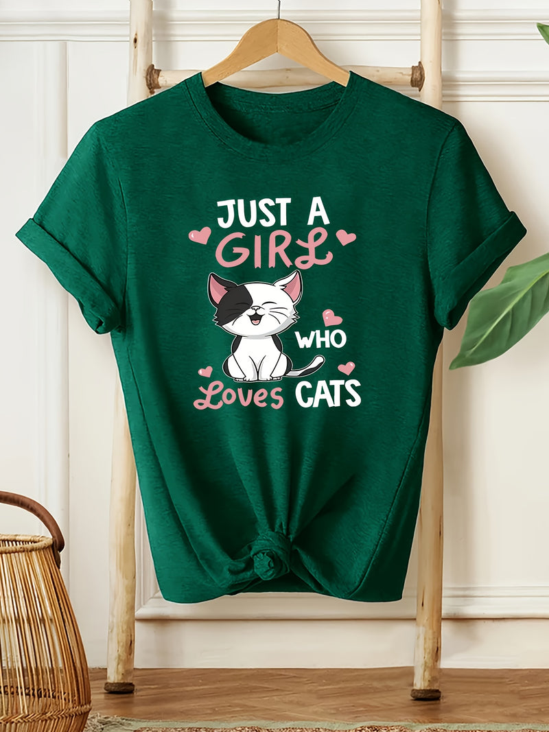 Women's Casual Cat Lover Graphic Tee.