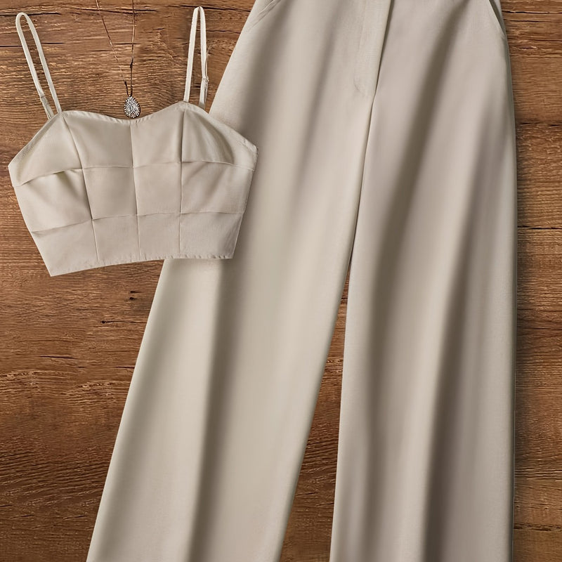 Women’s Solid Color Pants and Camisole Set.