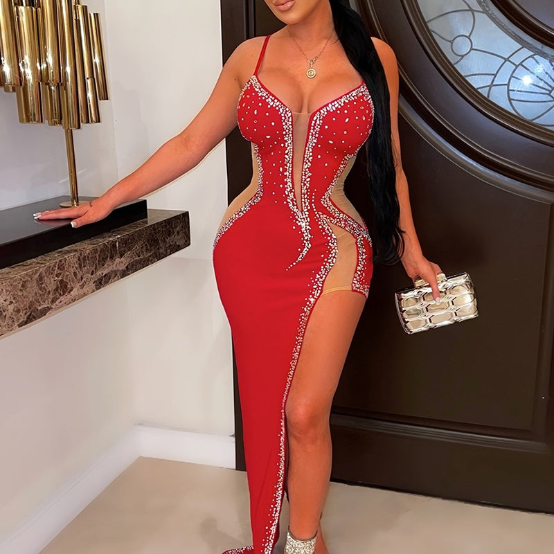 Women's Sexy Rhinestone Long Dress.