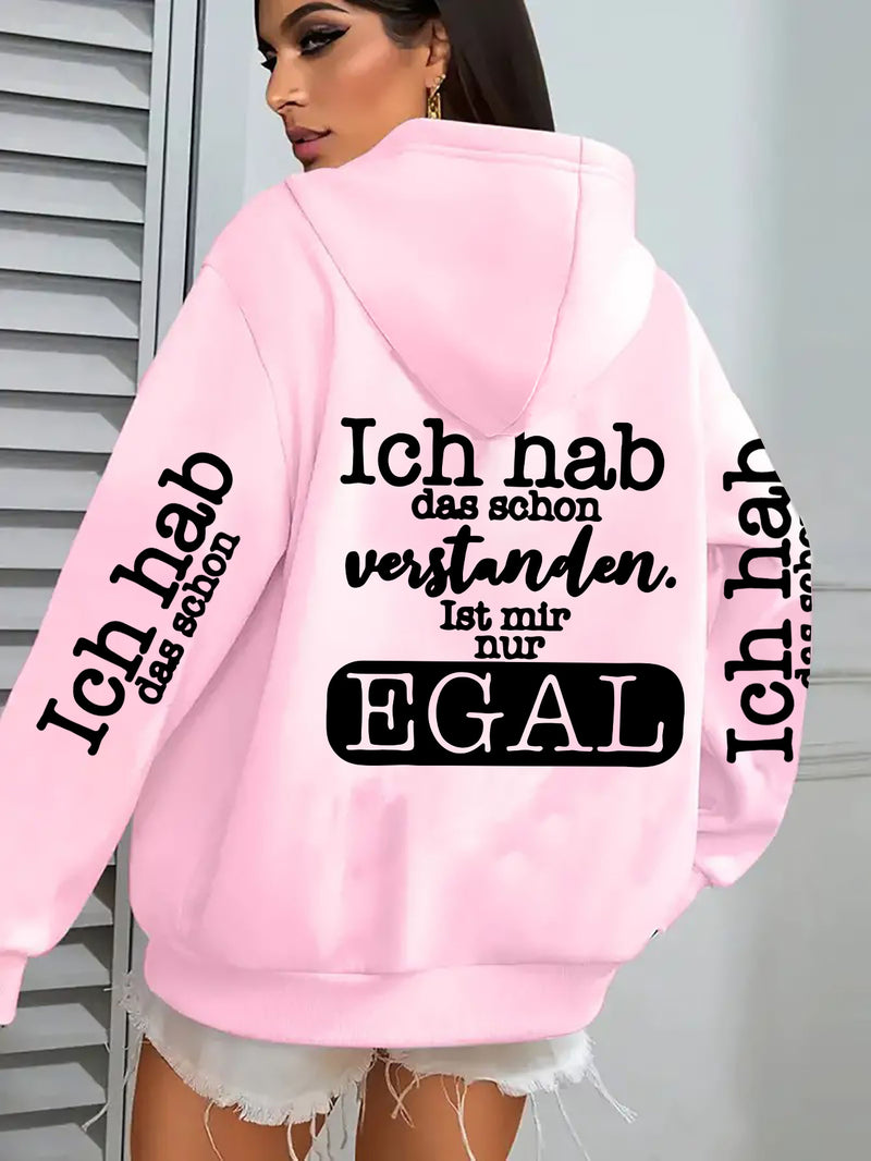 Women's Black Stylish Minimalist Zip-Up Hoodie.