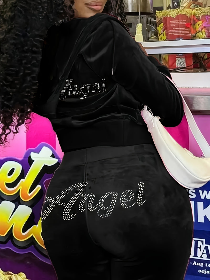 Women's Outdoor Sports Leisure Two-Piece Set Made of Korean Velvet.