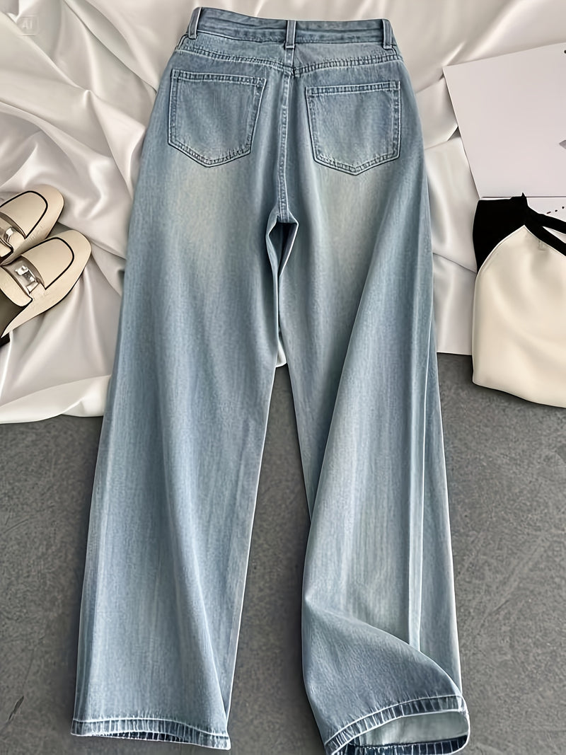 Light Blue Wide-Leg Jeans for Women.