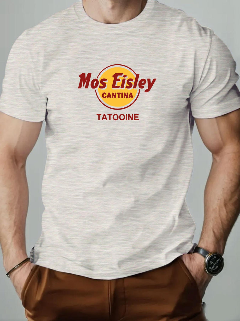 Men's Mos Eisley Cantina Logo Pattern Summer Casual Short-Sleeve T-Shirt.