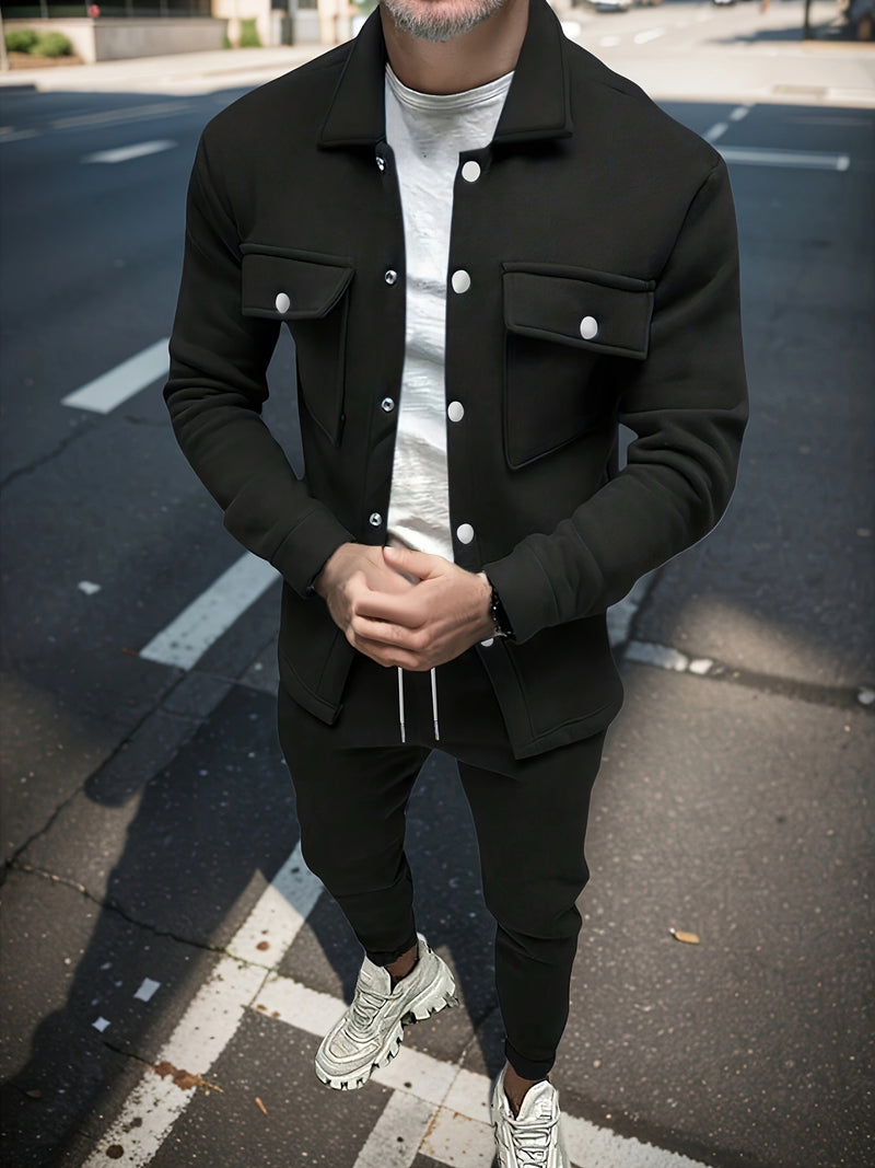 Men's Stylish Versatile Lapel Jacket with Real Pockets And Long Sleeves.