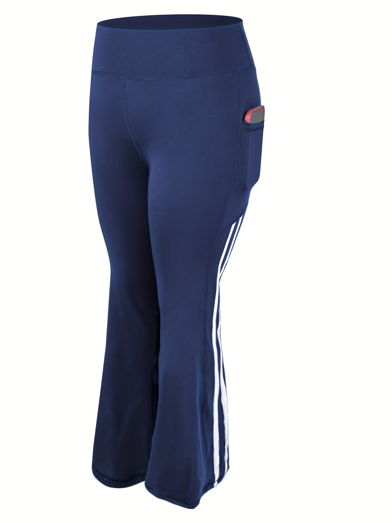 Plus-Size Women's Side Stripe Pocket Flared Pants.
