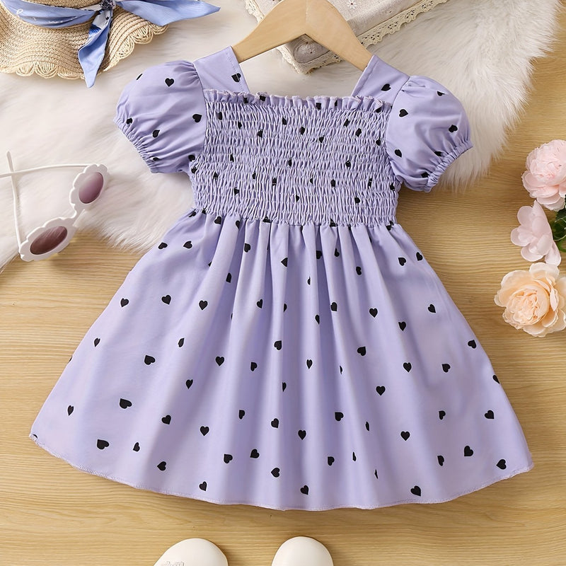 Ramadan Adorable Heart-Print Tunic Dress For Girls.
