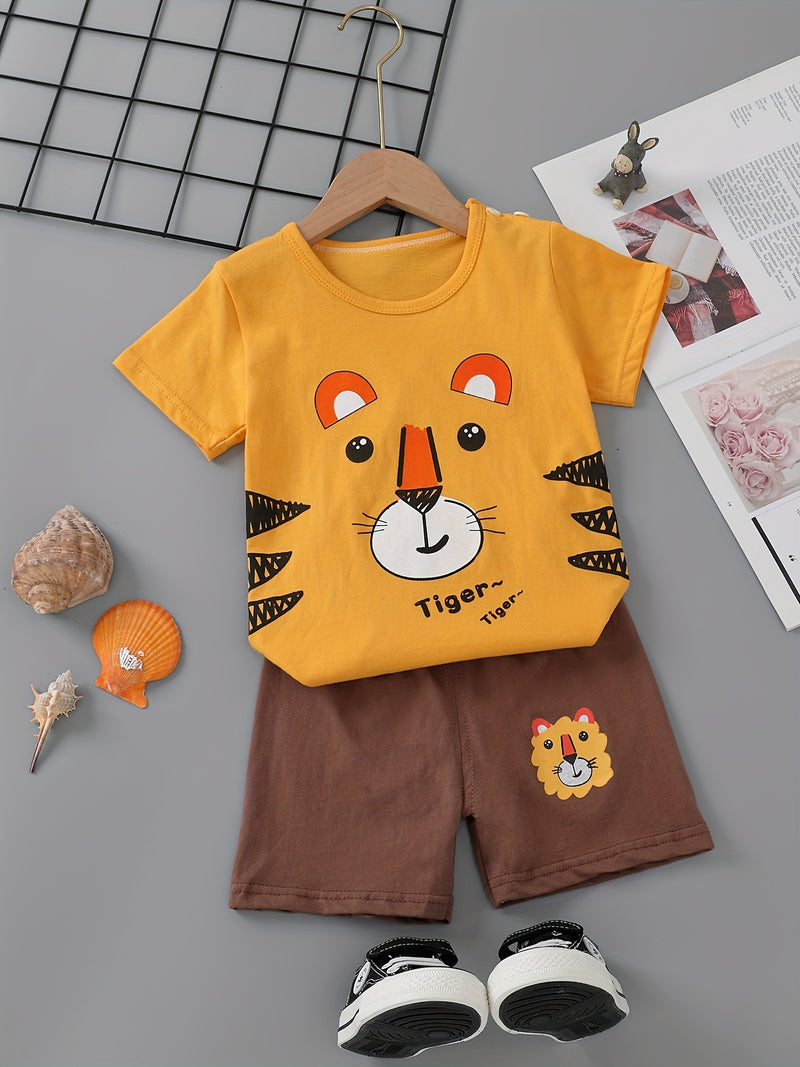 3pcs Cute Casual Pure Cotton Short-Sleeve and Shorts Set.