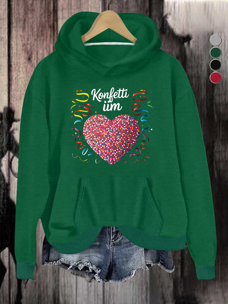 Festive Confetti Heart Women's Hoodies.