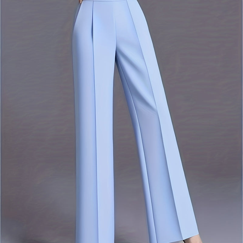Women's Elegant High Waisted Slanted Pocket Wide Leg Pants.
