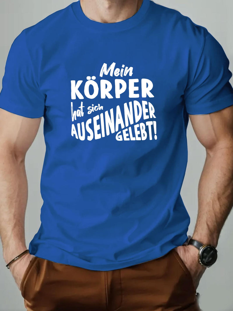 Men's KOPPER English Pattern Summer Casual Crew Neck Short T-Shirt.