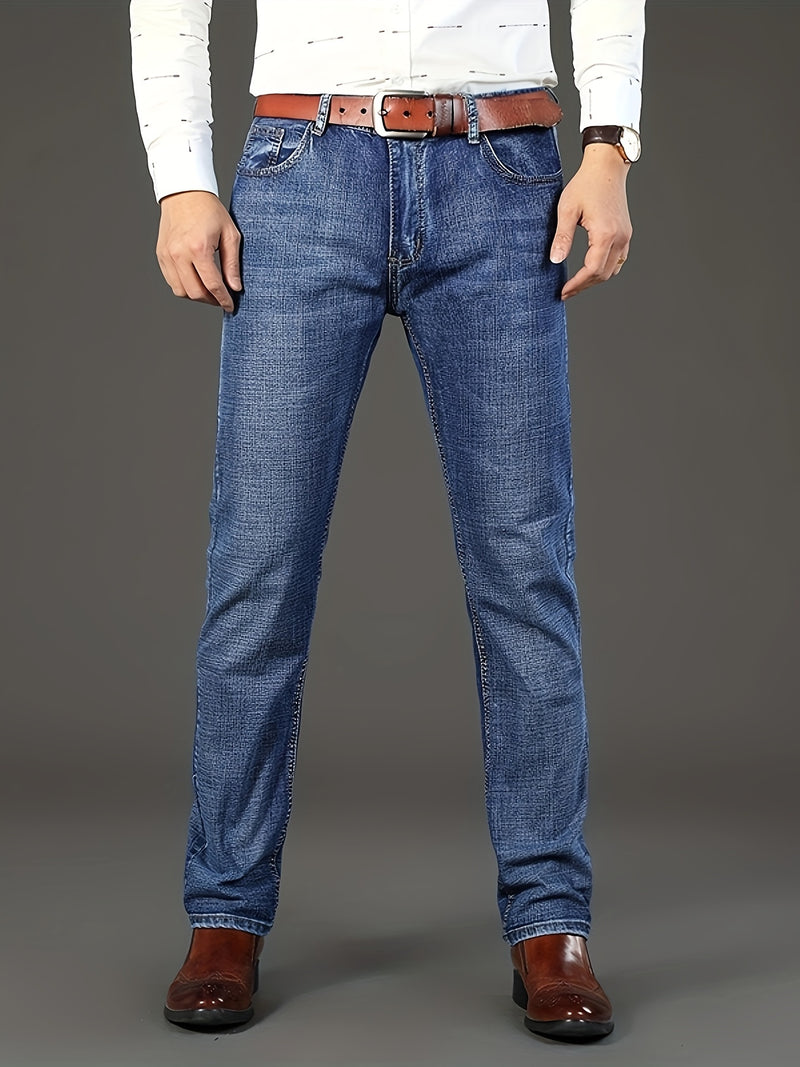 New Seasonal Chinese-Style Straight-Leg Jeans for Men.