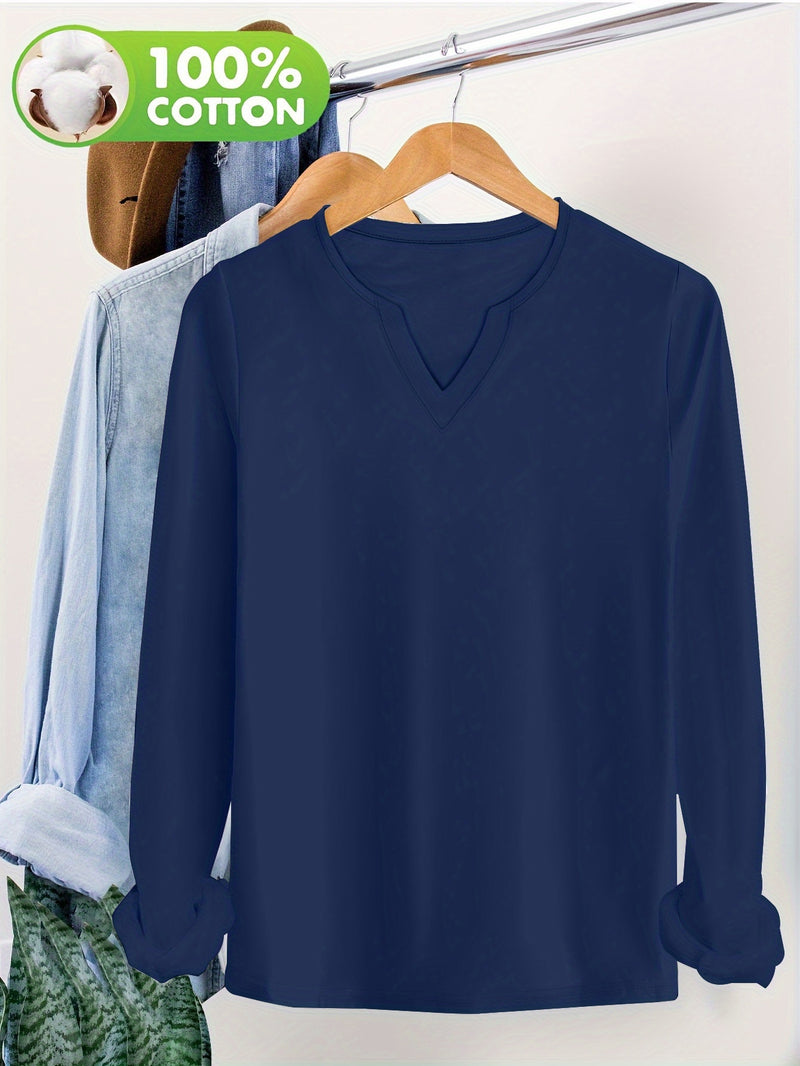 2pcs Autumn/Winter New V-Neck 100% Long Sleeve T-Shirts.