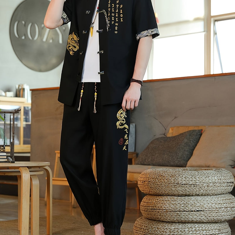 Summer New Chinese Style Hanfu Set for Men.