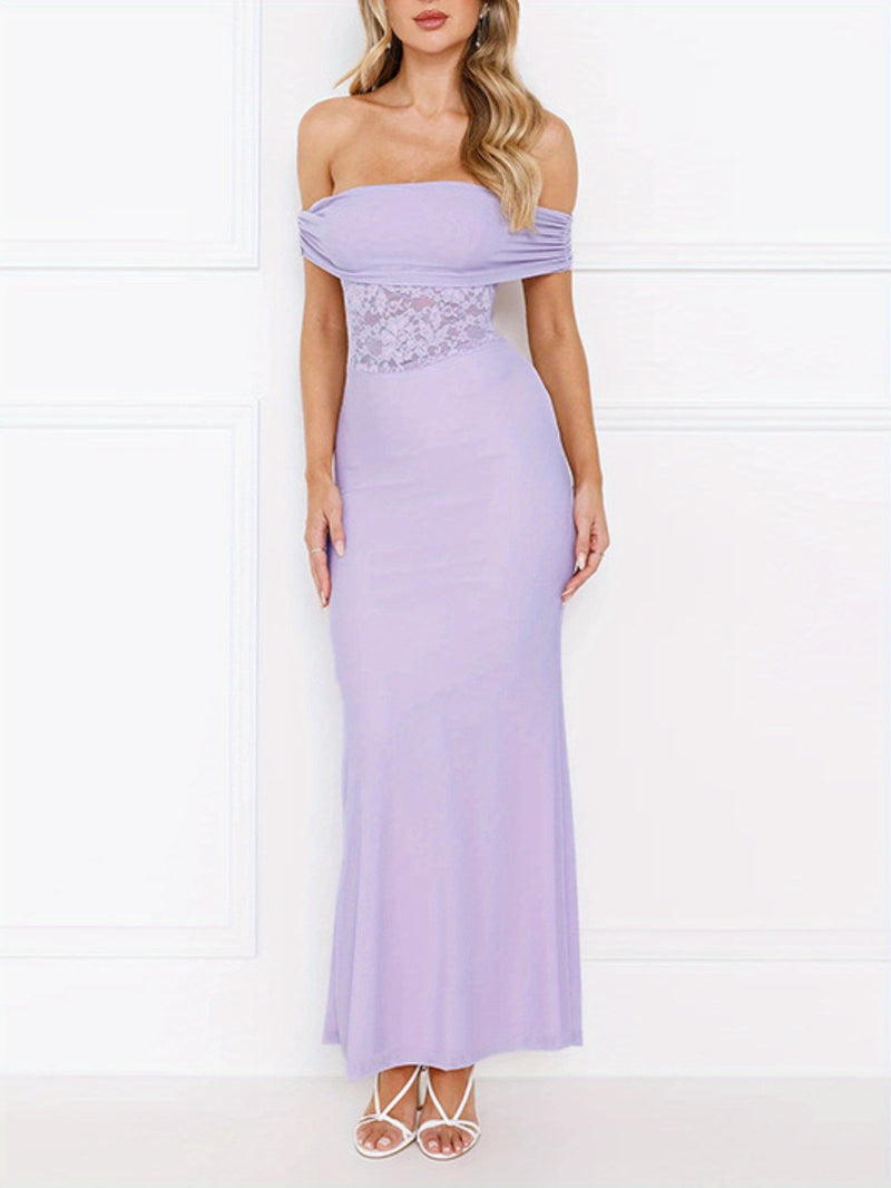 Convertible Strapless Renaissance Lace Panel Dress.