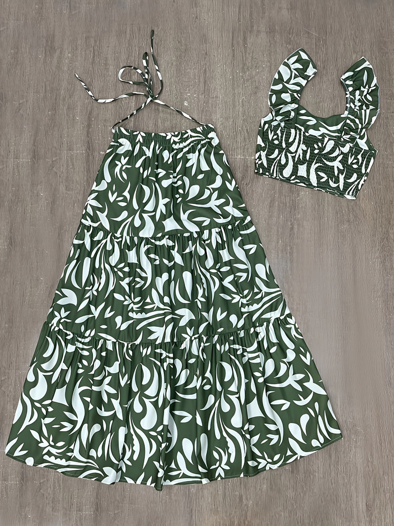 Women's Two-Piece Set, Spring/Summer Casual Elegant Style.