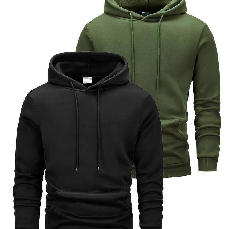 2pcs Men's Hooded Long-Sleeve Sweatshirt.