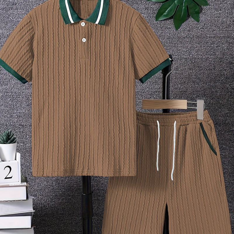 Men'S Casual Fashion Set Featuring a Top And Shorts.