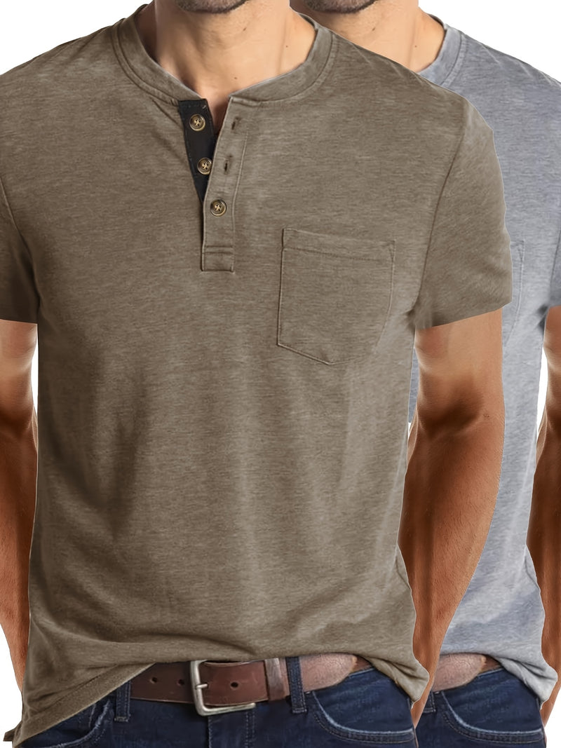 2pcs Set of Stylish Short-Sleeve T-Shirts for Men.