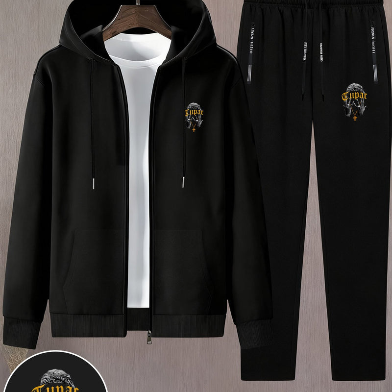 Men's Trendy Autumn And Winter Hooded Jacket Set.