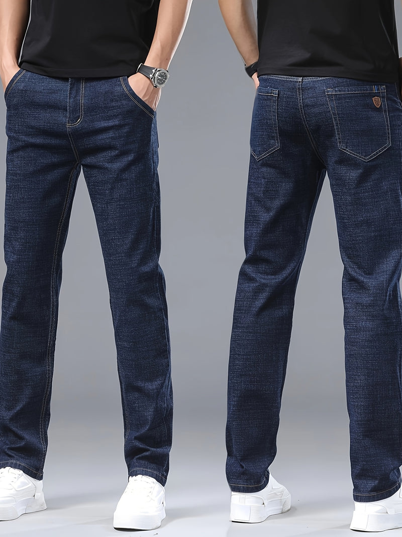 Men's Blue Business Casual Stretch Comfortable Jeans.