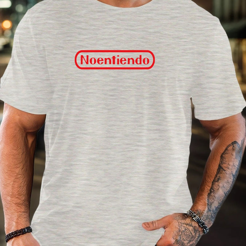 Men's Spanish "No Entiendo" Print Solid Color Casual T-Shirt.