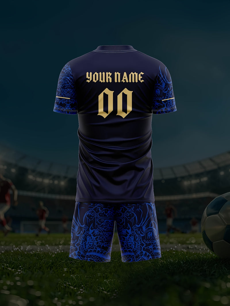 2025 Summer Autumn V-Neck T-Shirt Soccer Jersey Set for Men.