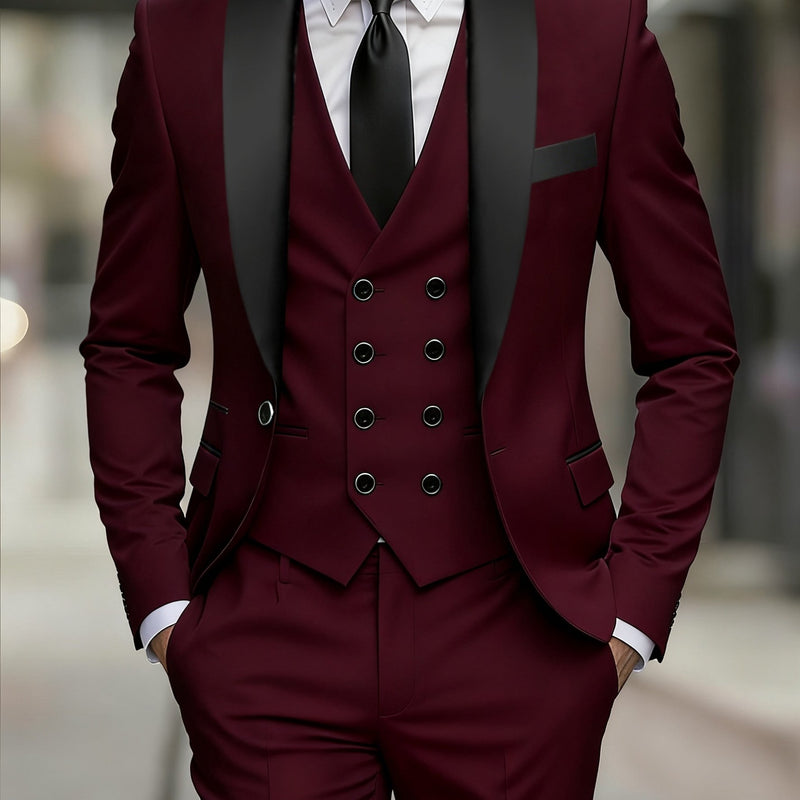 Business Style Men's 3pcs Suit Set with Suit.