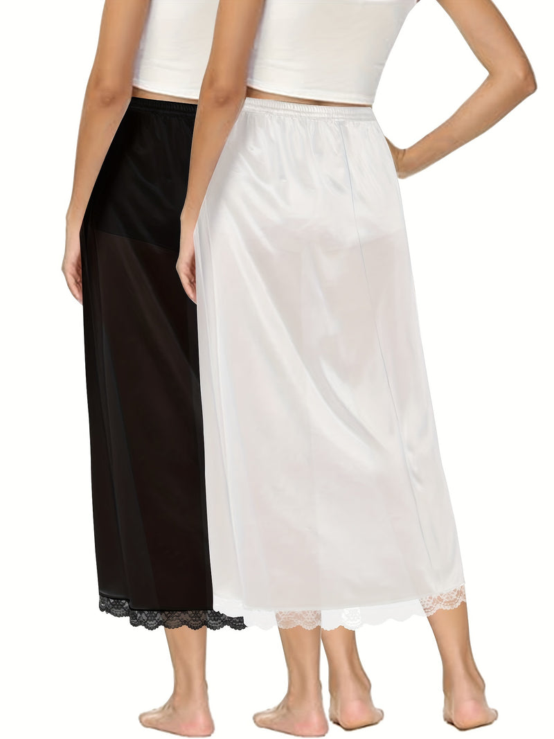 Women's Two-Piece Set Featuring an Exquisite Lace-Trimmed Skirt.