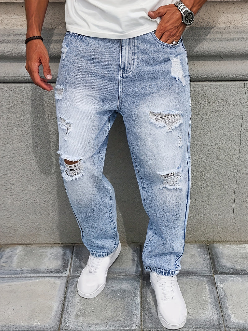 Men's Distressed Denim Pants.