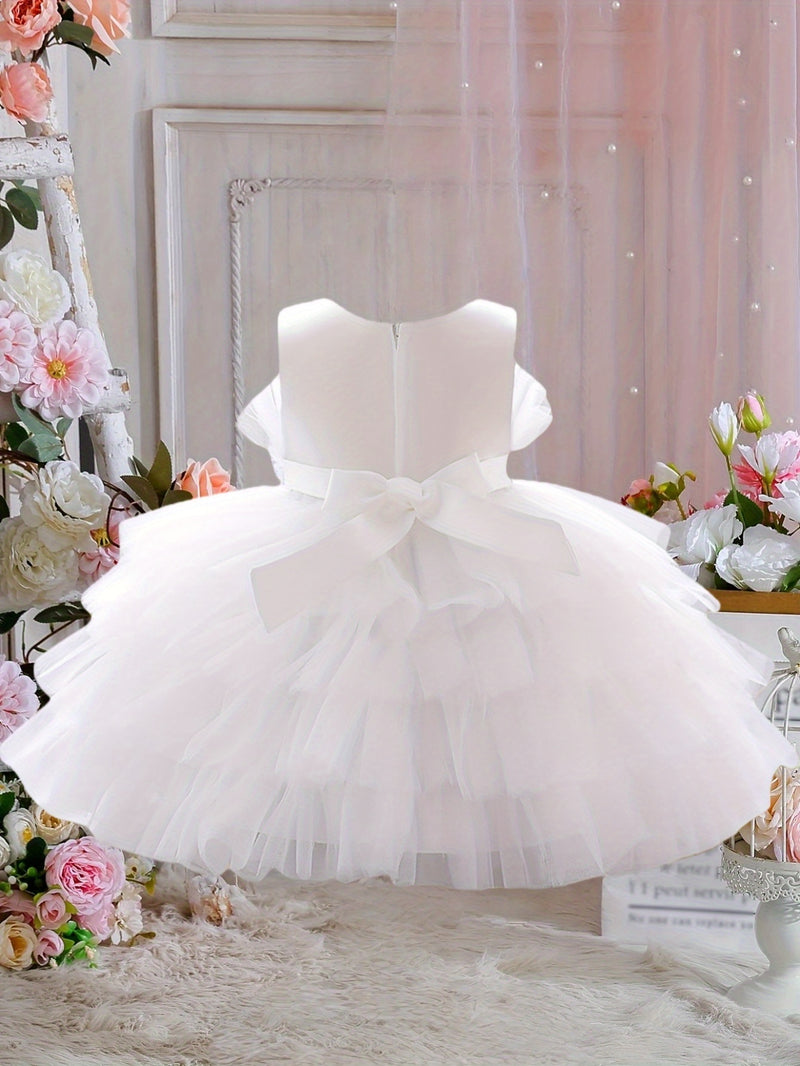 The Girl's Ethereal Puffy Dress, Perfect for a Baby's Birthday Party.