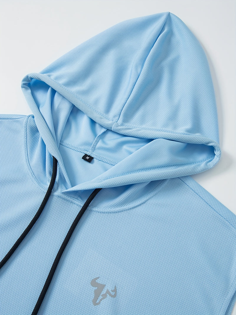 5pcs Solid Color Breathable Men's Sleeveless Hooded Tank Tops.
