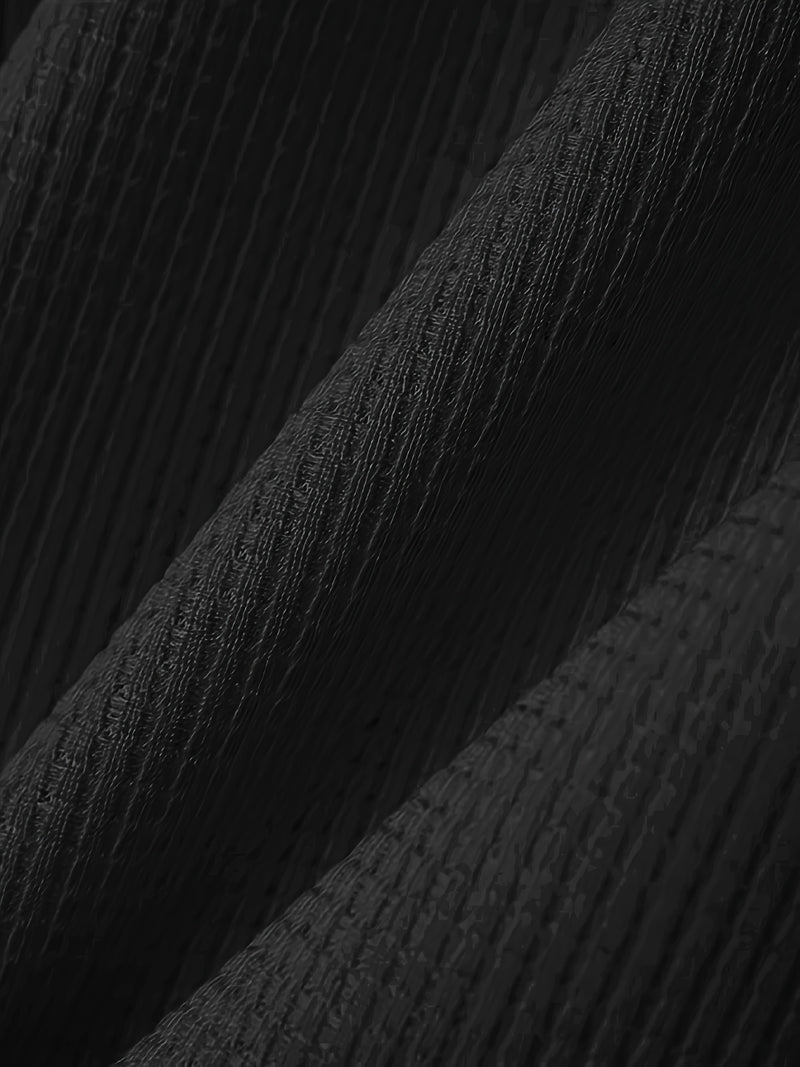 Men's set short sleeved hooded top with drawstring elastic waistband.