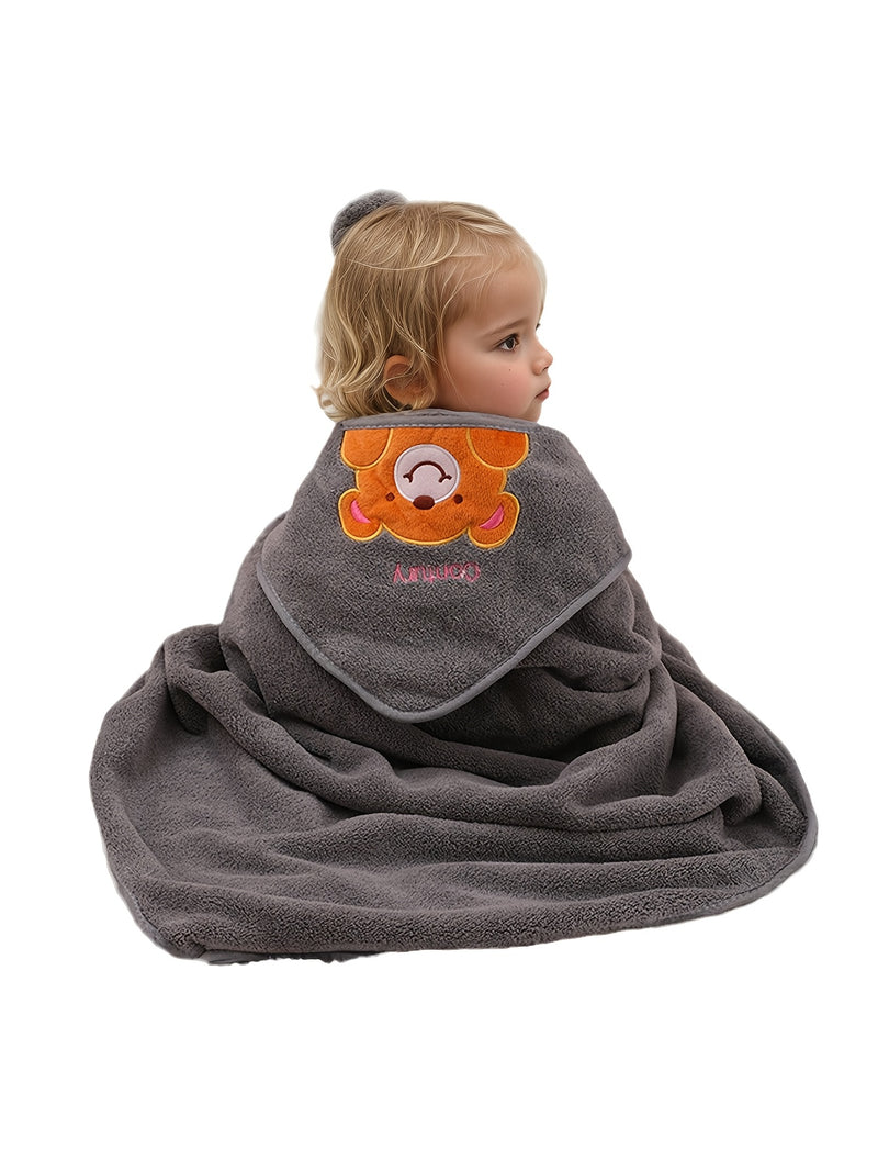 Cute Baby Bathrobe, Highly Absorbent, Quick-Drying, with a Hood.