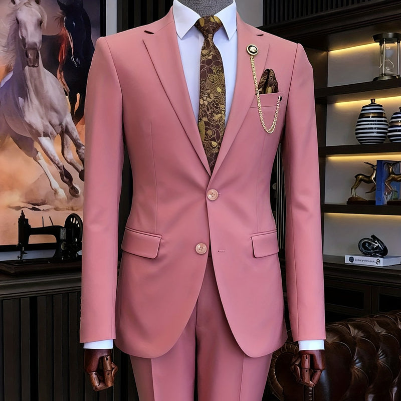 A Men'S Two-Piece Suit Featuring a Easy And Stylish Design.