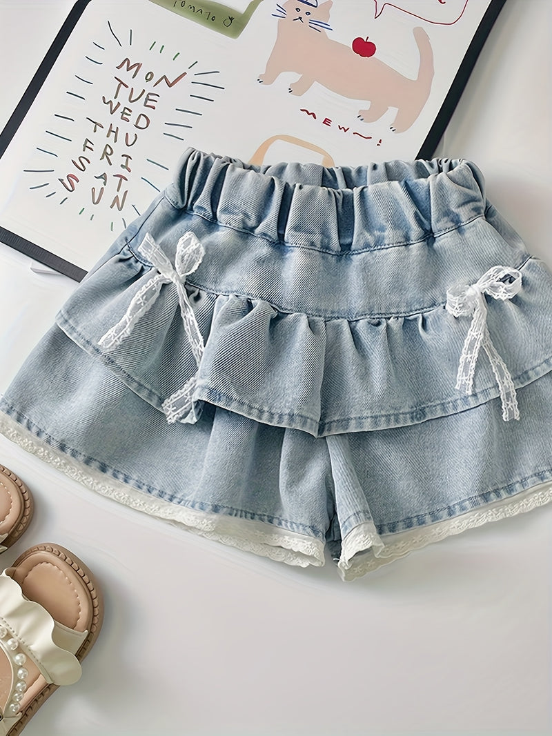 Girls' Cake Denim Shorts - Summer Lightweight Korean Style.